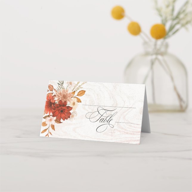 Carte De Placement Rustique Burnt Orange Terracotta Élégant Mariage (Devant)