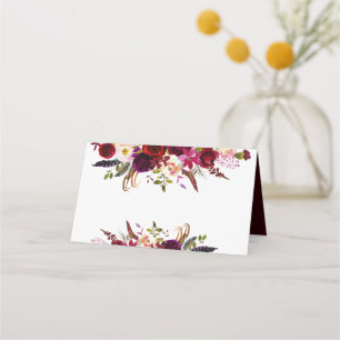 Carte De Placement Rustique Floral Bourgogne Marsala Table Carte Plac