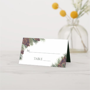 Carte De Placement Rustique Pinecones Élégant Mariage Écriture