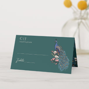 Carte De Placement Rustique Turquoise Mariage de paon