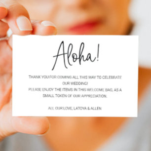 Carte De Placement Sac cadeau de bienvenue Mariage Aloha Hawaii