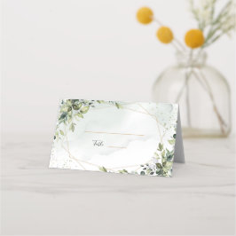 Carte De Placement Sage gold eucalyptus geometric wedding place card