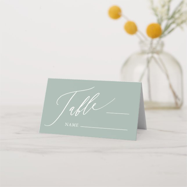 Carte De Placement Sage Green Cross Boy Baptism Plié Carte Place (Devant)