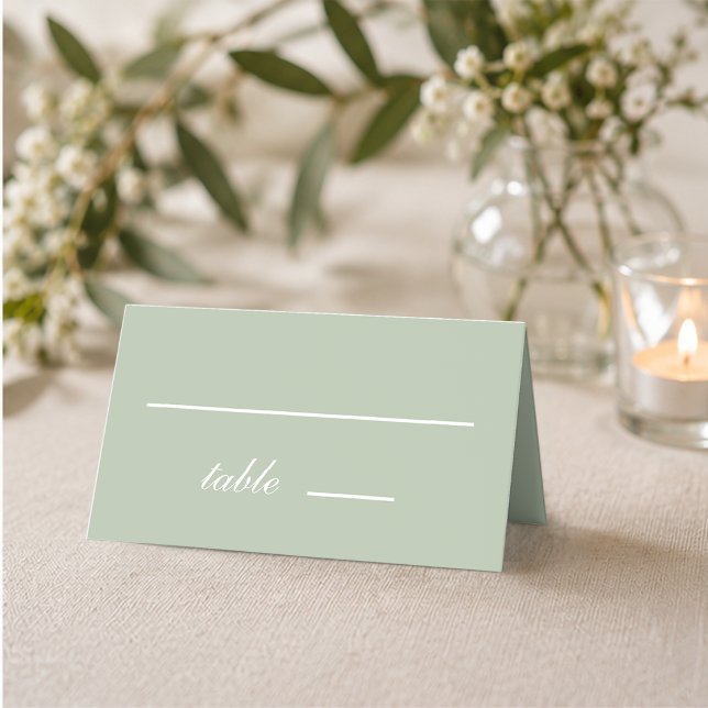 Carte De Placement Sage Green Mariage Calligraphie simple Script blan (Créateur téléchargé)