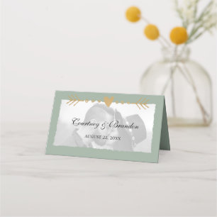 Carte De Placement Sage Green Photo moderne Gold Hearts Mariage