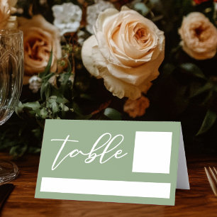Carte De Placement Sage Green White Typographie minimaliste Mariage