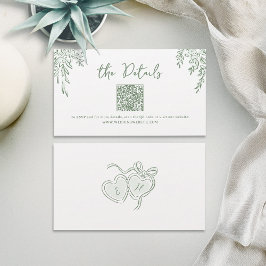 Carte De Placement Sage Hand Drawn Whimsical Wedding QR code Details
