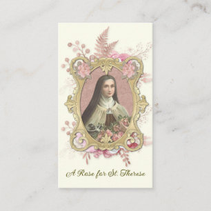 Carte De Placement Sainte Thérèse Carmélite Nun Rose Poème Religieux