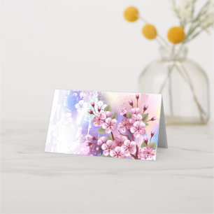 Carte De Placement Sakura rose sur fond de peinture