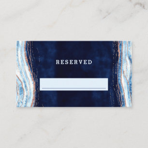 Carte De Placement Sapphire Blue Rose Gold Réservé Mariage siège