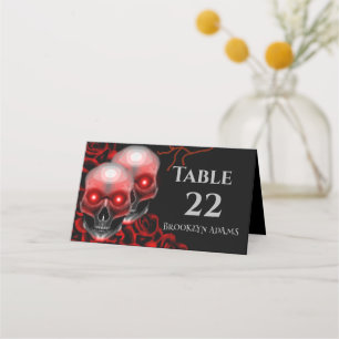 Carte De Placement Scary Rouge floral foncé moody gothique crâne Hall