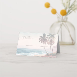 Carte De Placement Scène de plage à l'aquarelle pastel calme