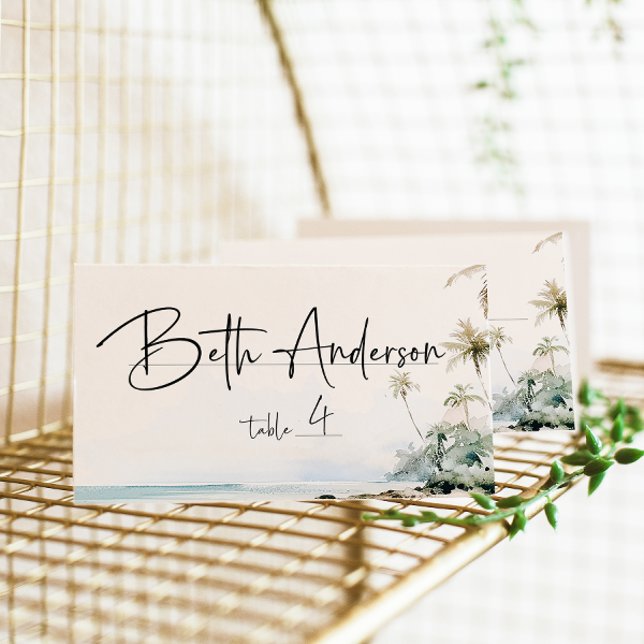 Carte De Placement Scène de plage de l'île tropicale (Créateur téléchargé)