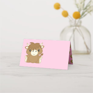 Carte De Placement Scottish Highland Baby shower de vache rose