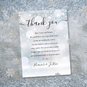 Carte De Placement Script de flocons de neige d'hiver Mariage Merci
