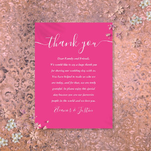 Carte De Placement Script de signature Mariage Merci Rose Chaud
