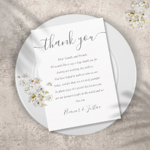 Carte De Placement Script de signature Remerciement de mariage