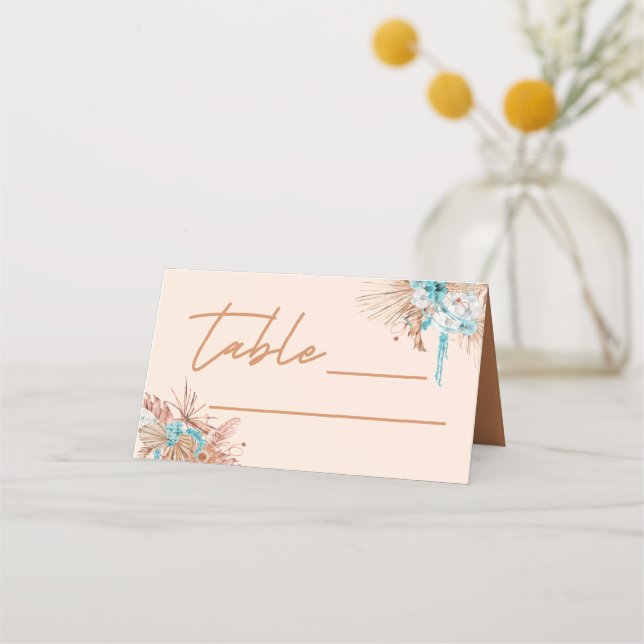Carte De Placement Script moderne Earthy Brown Floral Mariage (Devant)