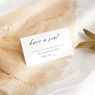 Carte De Placement Script moderne élégant Place Card Numéro de table