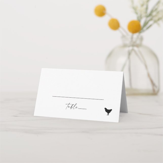 Carte De Placement Script moderne Poulet Option repas Mariage plié (Devant)