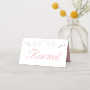 Carte De Placement Script rose avec Mariage de bordure en argent rése