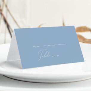 Carte De Placement Script Whimsical   Bleu Duché plié