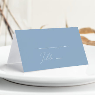 Carte De Placement Script Whimsical | Bleu Duché plié