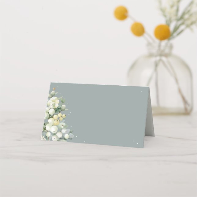 Carte De Placement Seafoam Green Snowberry+Eucalyptus Mariage (Devant)