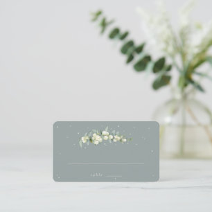 Carte De Placement Seafoam Green Snowberry+Eucalyptus Mariage plat