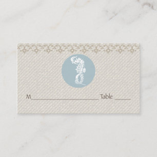 Carte De Placement Seahorse Bleu Classique Nautique Élégant