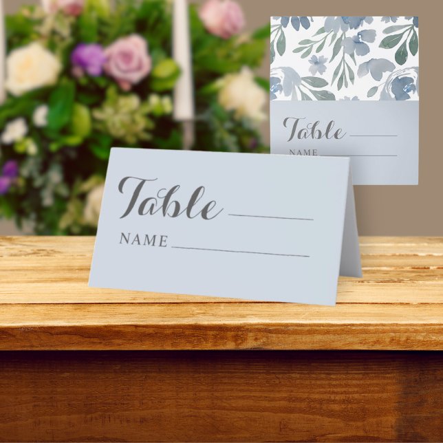 Carte De Placement Siège Rustique Dusty Blue & Floral Mariage (Créateur téléchargé)