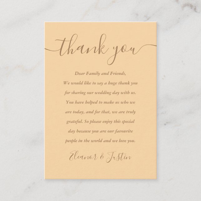 Carte De Placement Signature Script Champagne Mariage Merci (Devant)