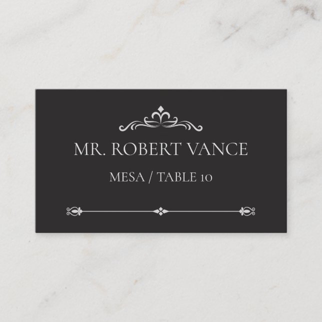 Carte De Placement Silver Elegance Collection Wedding Place Card (Devant)