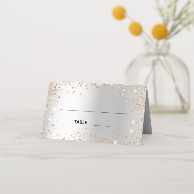 Carte De Placement Silver or éclaboussures noms mariage carte place (Devant)