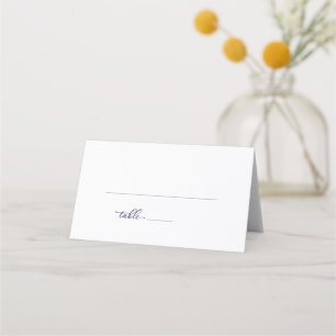 Carte De Placement Simple Elegant Mariage de script bleu marine