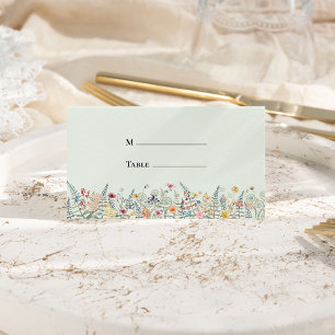 Carte De Placement Simple Fougère de Fleur Sauvage Menthe Verte Maria