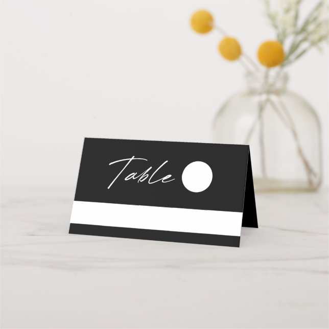 Carte De Placement Simple mariage moderne noir et blanc  (Devant)