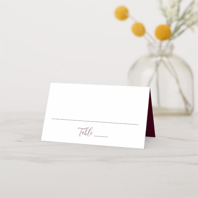 Carte De Placement Simple Mariage Script Burgundy (Devant)