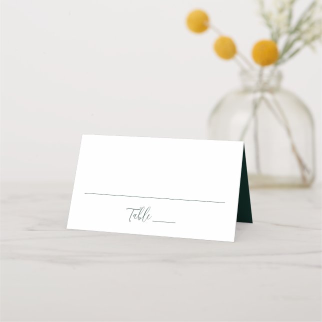 Carte De Placement Simple mariage vert forêt Script (Devant)