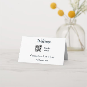 Carte De Placement Simple ouverture de bienvenue code-barres QR ajout