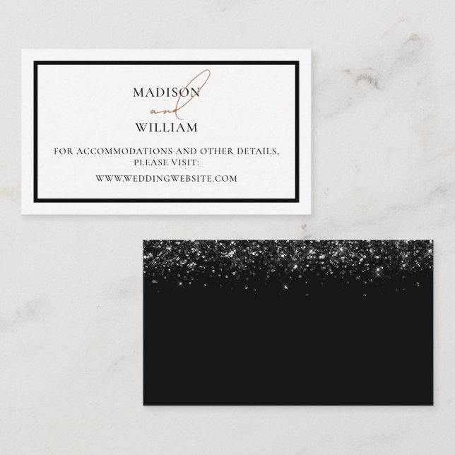 Carte De Placement Site mariage Design noir avec détails de Parties s (Devant / Derrière)