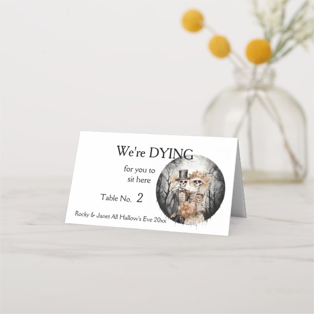 Carte De Placement Skeleton Couple Mariage (Devant)