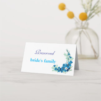 Carte De Placement Sky Blue Floral Wedding Folded Place Card