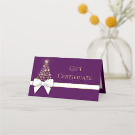 Carte De Placement Snowflakes Bow Purple Christmas Tree carte cadeau