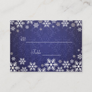 Carte De Placement Snowflakes et Blue Mariage damassé Place Setting