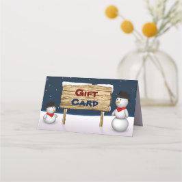 Carte De Placement Snowmen mignon avec carte cadeau SIGNE EN BOIS