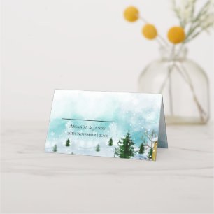 Carte De Placement Snowy Frosty Hiver Matin Snowflakes Mariage