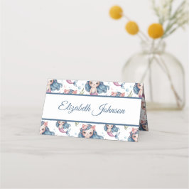 Carte De Placement Soft Pastel Mermaid Kitten Fille Anniversaire