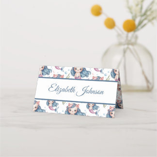 Carte De Placement Soft Pastel Mermaid Kitten Fille Anniversaire