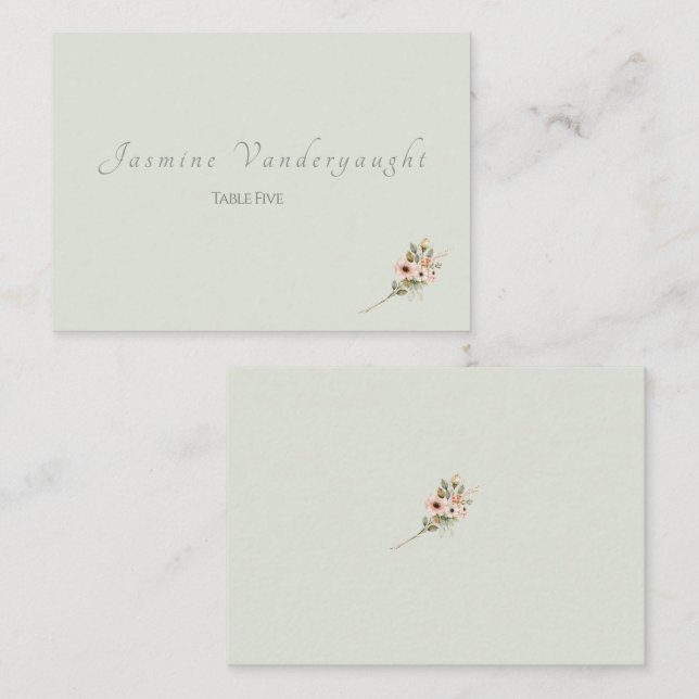 Carte De Placement Soft Sage Botanical Wedding Escort Cards (Devant / Derrière)